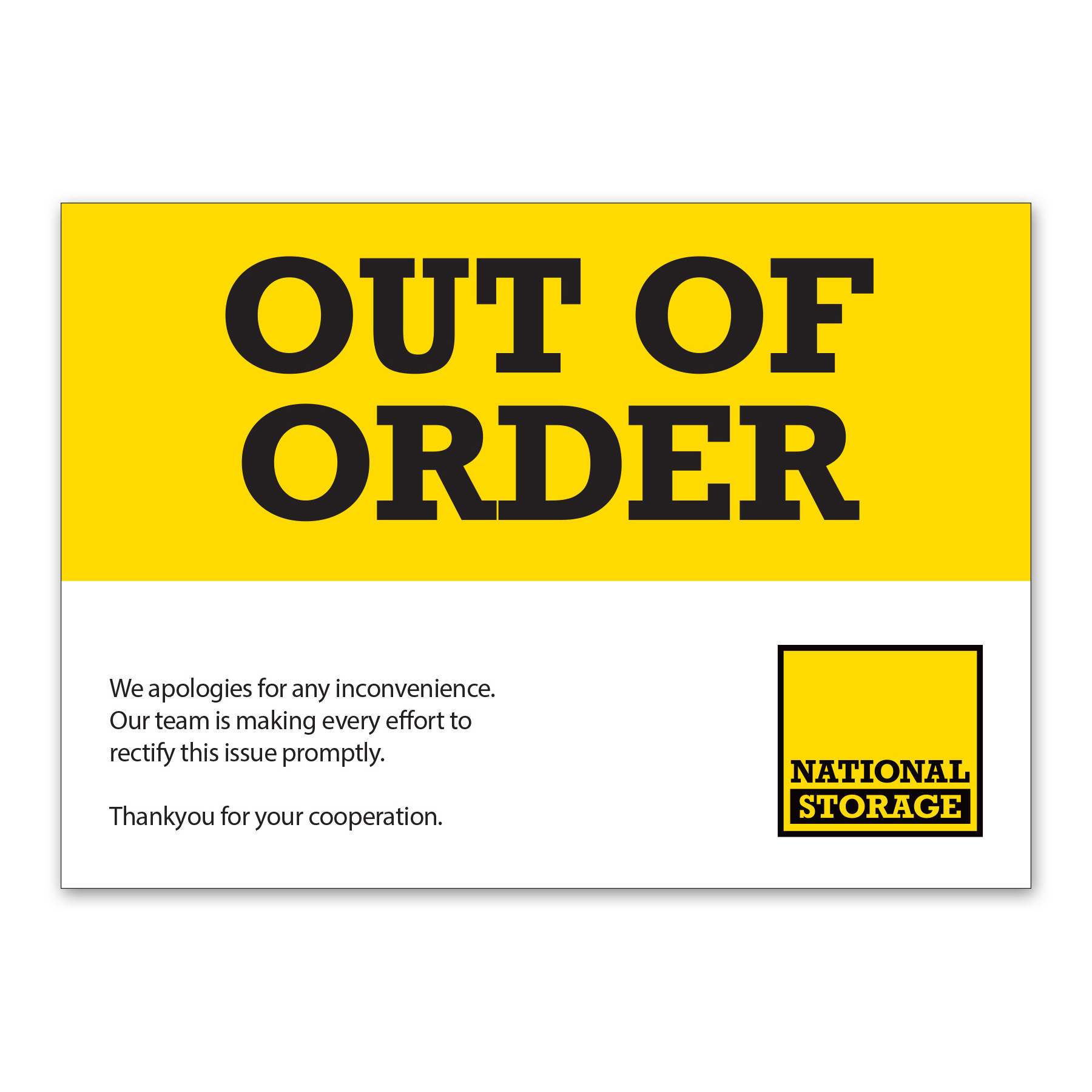 OUT OF ORDER SIGN
