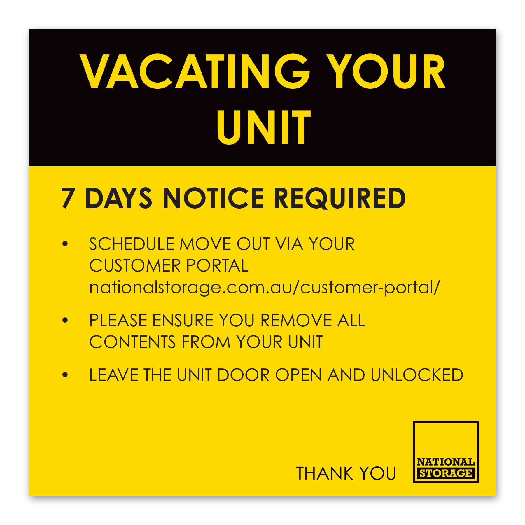 VACATING UNIT